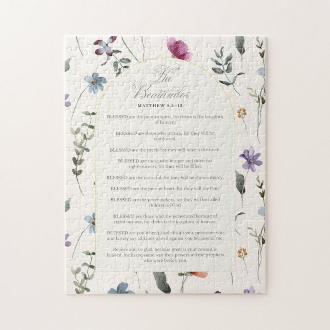 The Beatitudes Matthew 5:3–12 Floral Scripture Jigsaw Puzzle (Vertical)