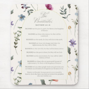 The Beatitudes Matthew 5:3–12 Floral Scripture Mouse Mat