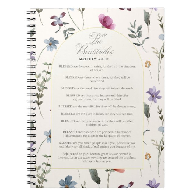 The Beatitudes Matthew 5:3–12 Floral Scripture Notebook (Front)