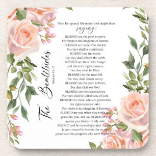 The Beatitudes Matthew 5:3-12 Scripture Roses Coaster