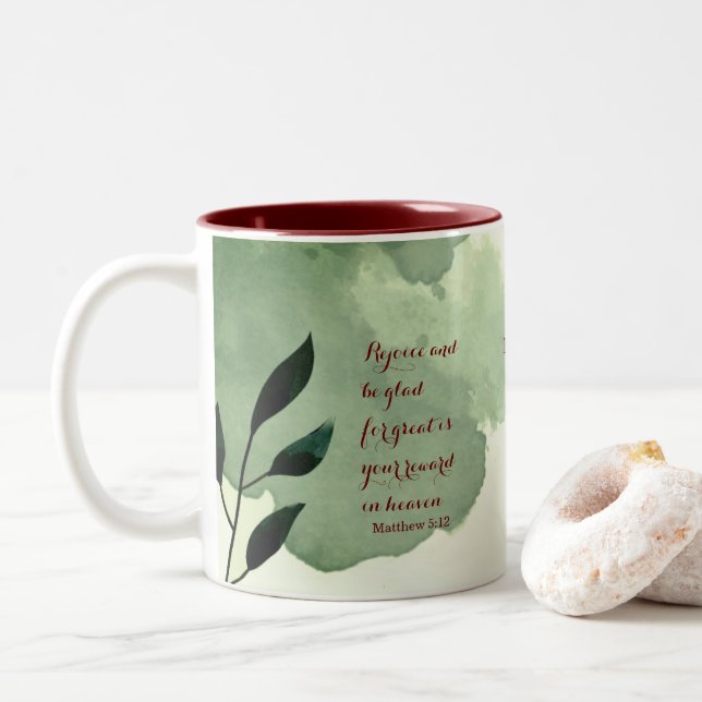 The Beatitudes Scripture Verse 5:12 Two-Tone Coffee Mug (With Donut)