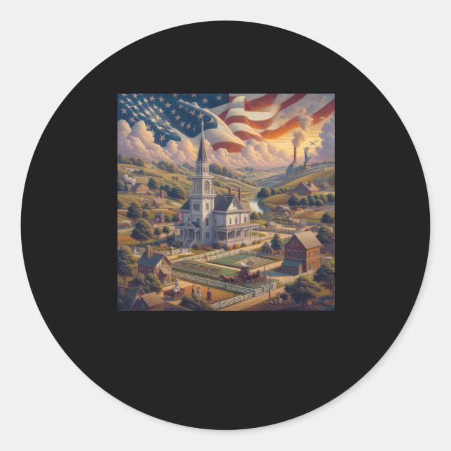 The Beautiful American Building And Cloud Sticker  (Front)