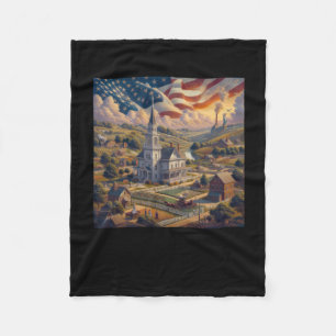 The Beautiful American Building And Cloud Sticker Fleece Blanket