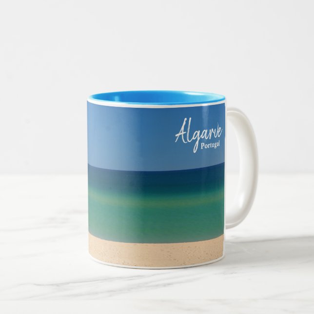 The Beautiful beaches of the Algarve Two-Tone Coffee Mug (Front Right)