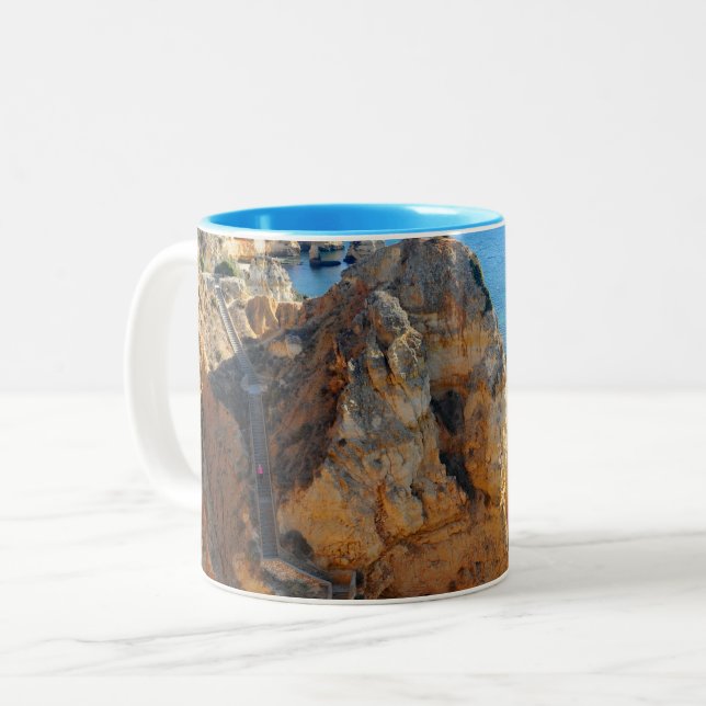 The Beautiful beaches of the Algarve Two-Tone Coffee Mug (Front Left)