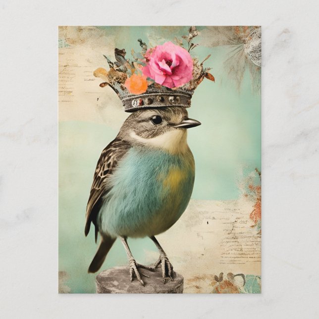 The Beautiful Bird in a Crown Collage Postcard (Front)