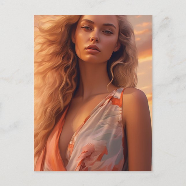 The Beautiful Blonde Woman Postcard (Front)