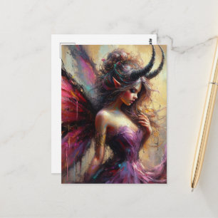 The Beautiful Fairy in Purple with Horns  Postcard