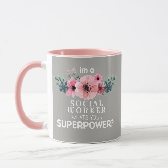 The beautiful flower social worker mug (Left)