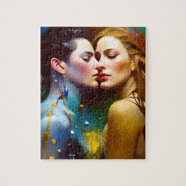 The Beautiful Lesbian Lovers Colourful Painting Jigsaw Puzzle (Vertical)