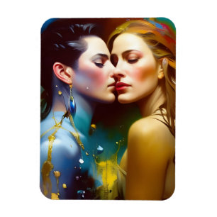 The Beautiful Lesbian Lovers Colourful Painting Magnet