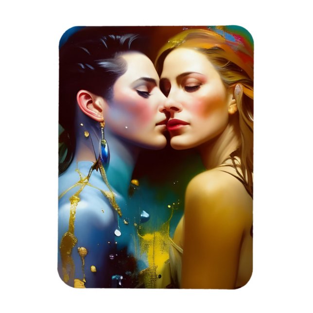 The Beautiful Lesbian Lovers Colourful Painting Magnet (Vertical)