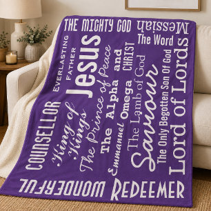 The Beautiful Names of Jesus purple Fleece Blanket