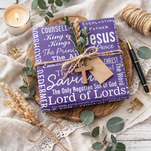 The Beautiful Names of Jesus Purple  Wrapping Paper