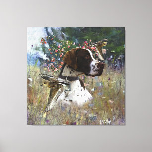 The beautiful pointer in the field canvas print