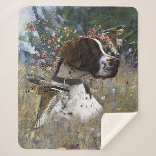 The beautiful pointer in the field sherpa blanket