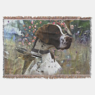 The beautiful pointer in the field throw blanket