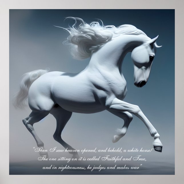 The Beautiful White Horse White Messiah Horse Art  Poster (Front)