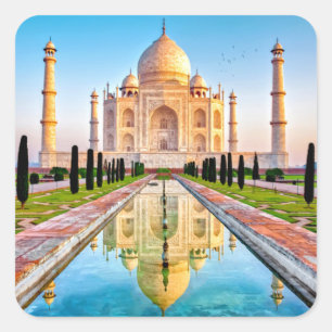 The Beautiful White Marble Taj Mahal of India Square Sticker