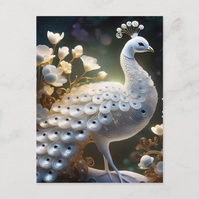 The beautiful white peacock is coalescing luminesc postcard (Front)