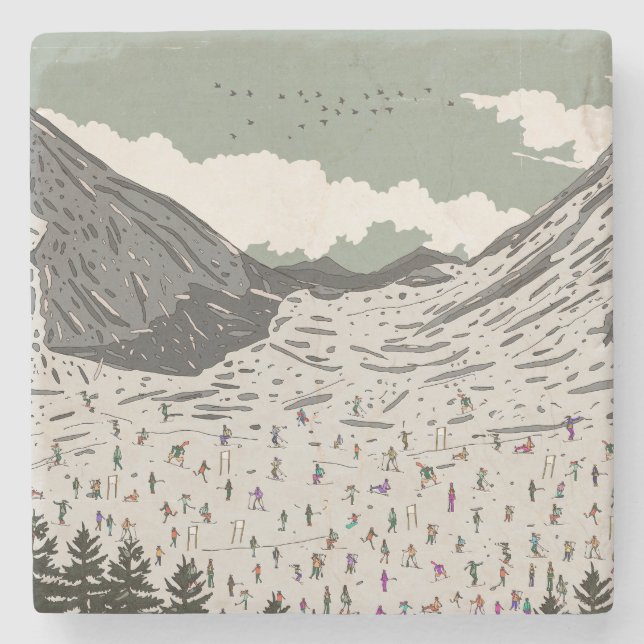 The Beautiful Winter Ski Landscape Stone Coaster (Front)