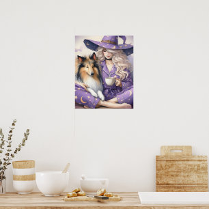 The Beautiful Witch and Her Collie Morning Coffee  Poster