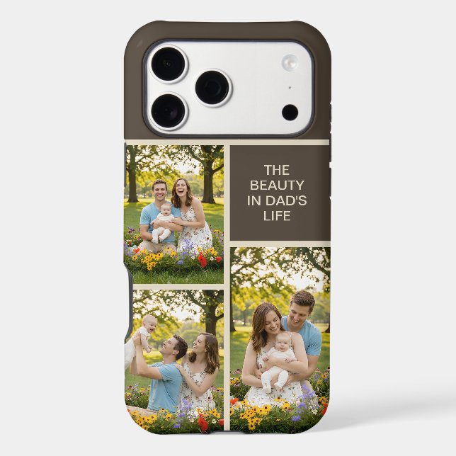 The Beauty in Dad's Life 3 Photo Collage DIY Taupe (Back)