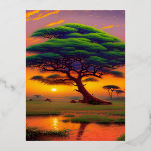The Beauty of African Landscape Foil Holiday Postcard