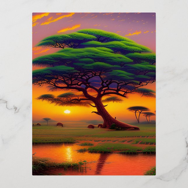 The Beauty of African Landscape Foil Holiday Postcard (Front)