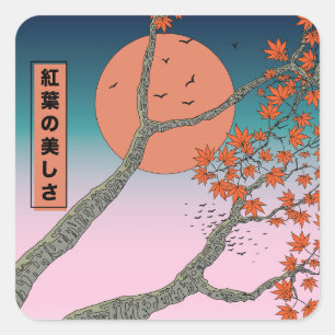 The beauty of maple leaves square sticker