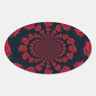 The Beauty of Roses: Floral Fantasy Oval Sticker