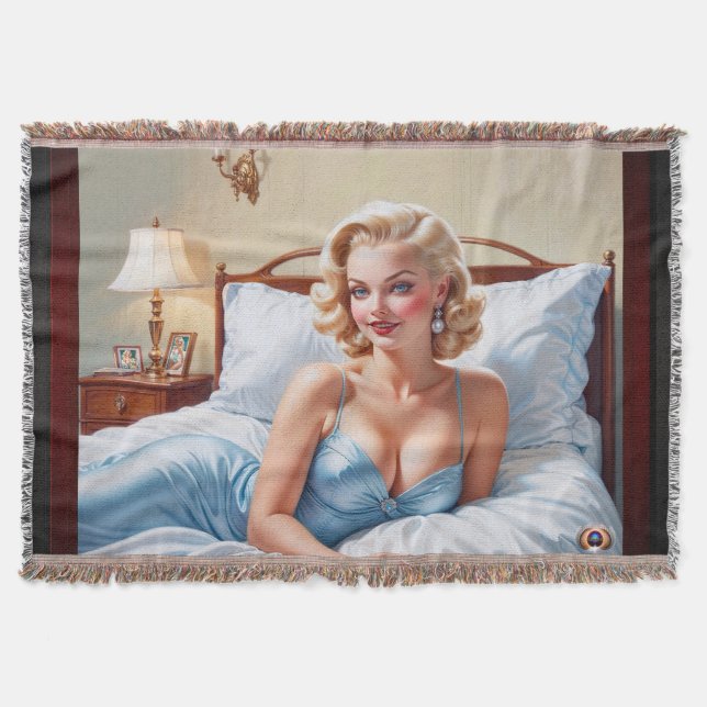 The Bed Is Just Fine AI Concept Art by Xzendor7 Throw Blanket (Front)