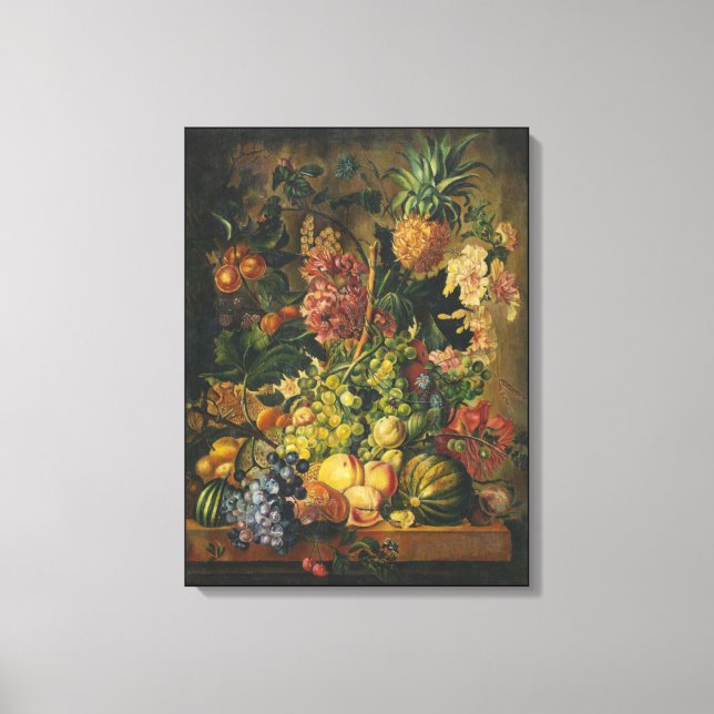The Bee And Pineapple | Oil Painting Canvas Print (Front)