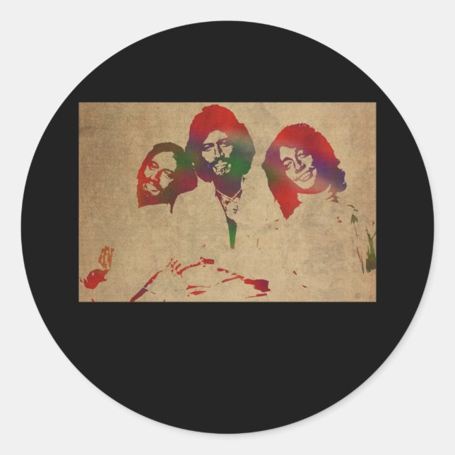 The Bee Gees Watercolor Portrait Classic Round Sticker (Front)