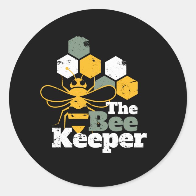 The Bee Keeper Funny Honey Bee Lover Classic Round Sticker (Front)