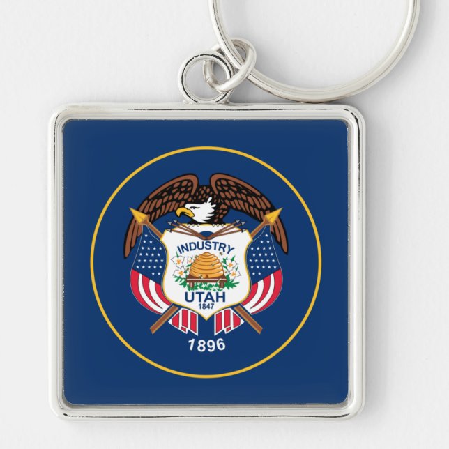 The Beehive State Industry Flag of Utah Key Ring (Front)