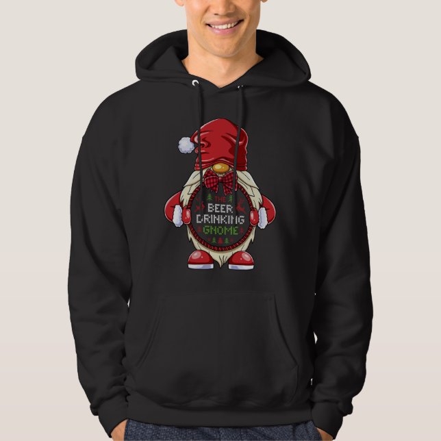 The Beer Drinking Gnome Matching Family Christmas Hoodie (Front)