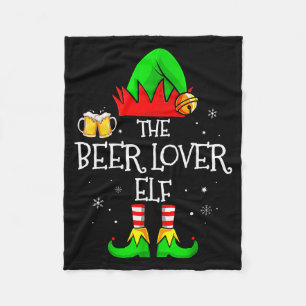 The Beer Lover Elf Matching Family Christmas Drink Fleece Blanket
