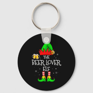 The Beer Lover Elf Matching Family Christmas Drink Key Ring