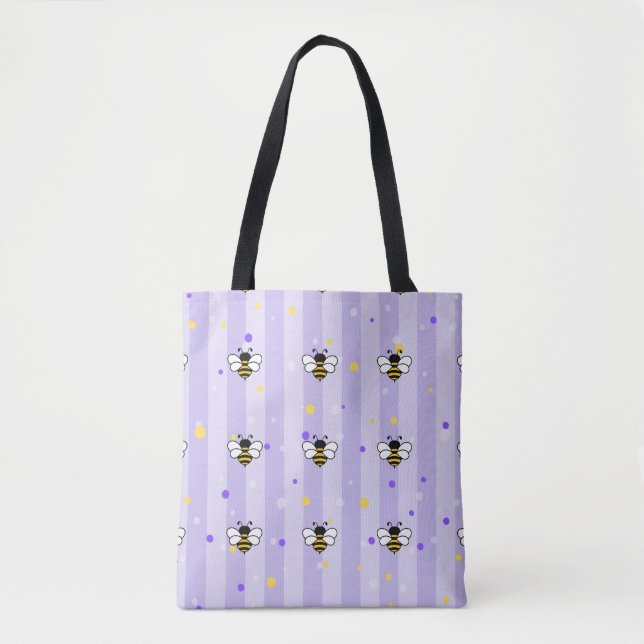 The bees in lilac background tote bag (Front)