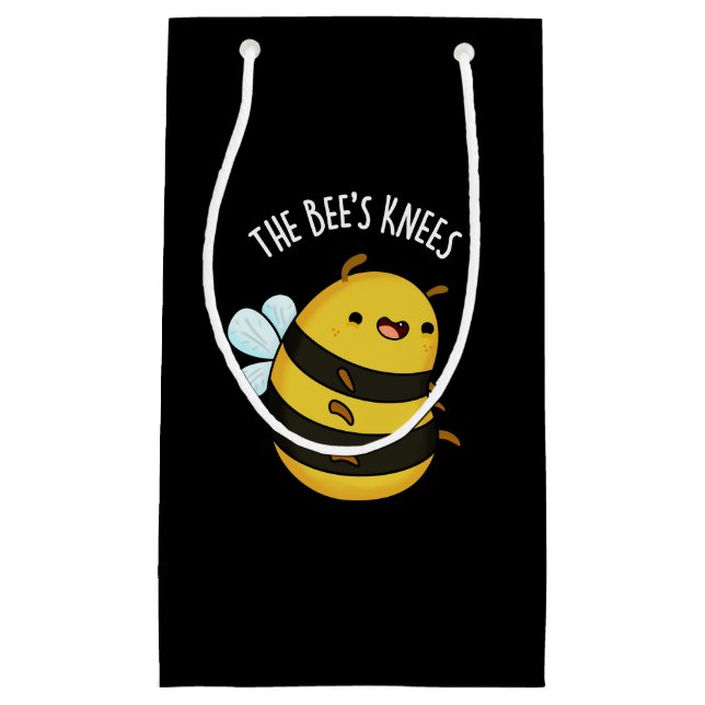 The Bees Knees Funny Bumble Bee Pun Dark BG Small Gift Bag (Front)