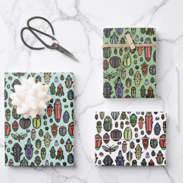 The Beetles Wrapping Paper Flat Sheet Set of 3 (Front)
