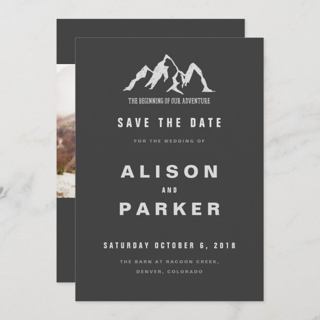the beginning of our adventure save the date  invitation (Front/Back)