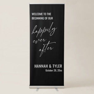 The Beginning of Our Happily Ever After Black Retractable Banner