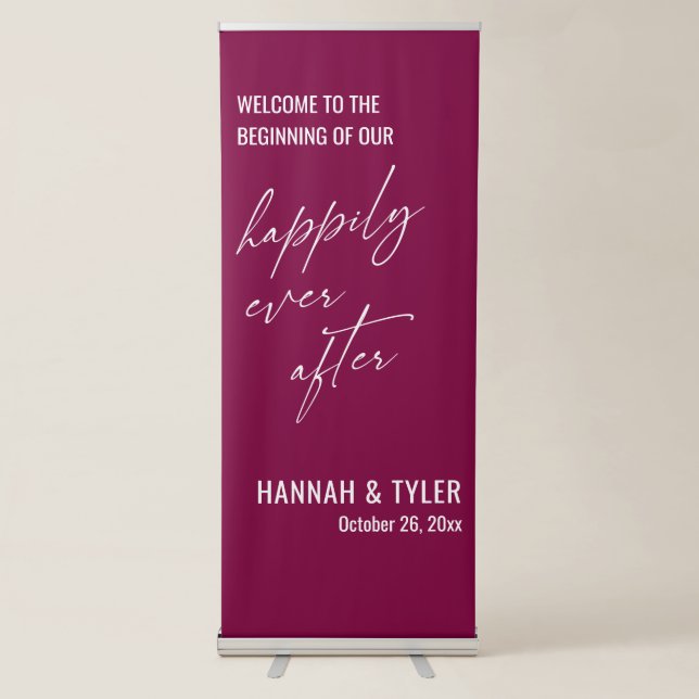 The Beginning of Our Happily Ever After Cabernet Retractable Banner (Front)