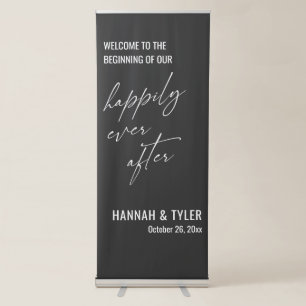The Beginning of Our Happily Ever After Charcoal Retractable Banner