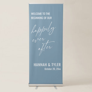 The Beginning of Our Happily Ever After Dusty Blue Retractable Banner