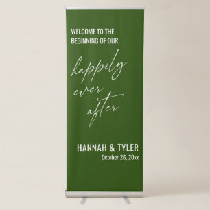 The Beginning of Our Happily Ever After Green Retractable Banner