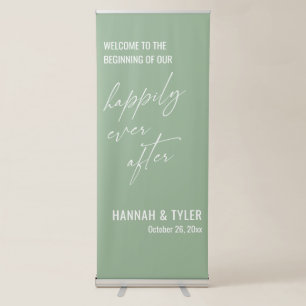 The Beginning of Our Happily Ever After Sage Green Retractable Banner