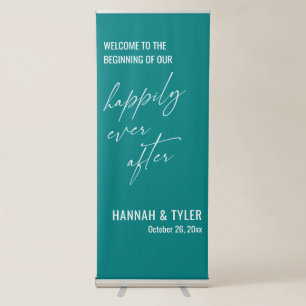 The Beginning of Our Happily Ever After Teal Retractable Banner